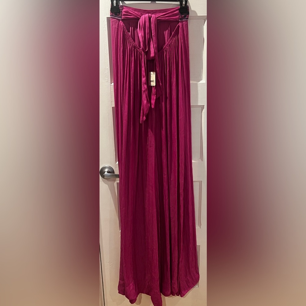 Free People Solid Serendipity Small Strapless Embroidered Wide Leg Jumpsuit - Picture 4 of 8